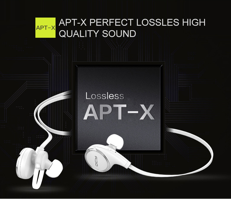 QCY QY8 Wireless Bluetooth 4.1 Sports In-ear Headset With Microphone Handsfree Stereo Earphone - White