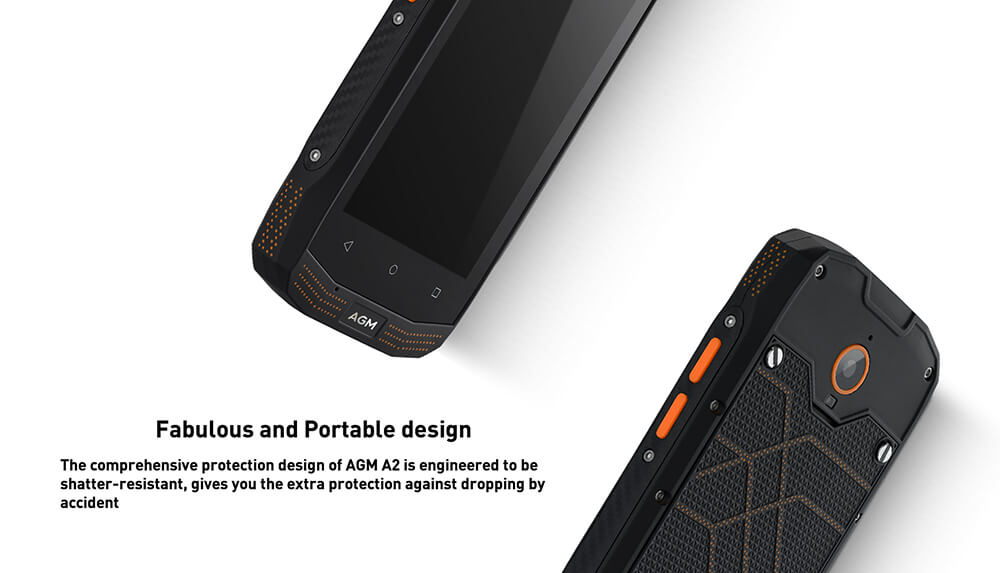 [HK Stock] AGM A2 4.0 Inch Rugged Phone IP68 Waterproof Android 5.1 Qualcomm MSM8909 Quad Core 4G LTE 2GB 16GB 8.0MP Camera Speaker LED Light GPS - Black