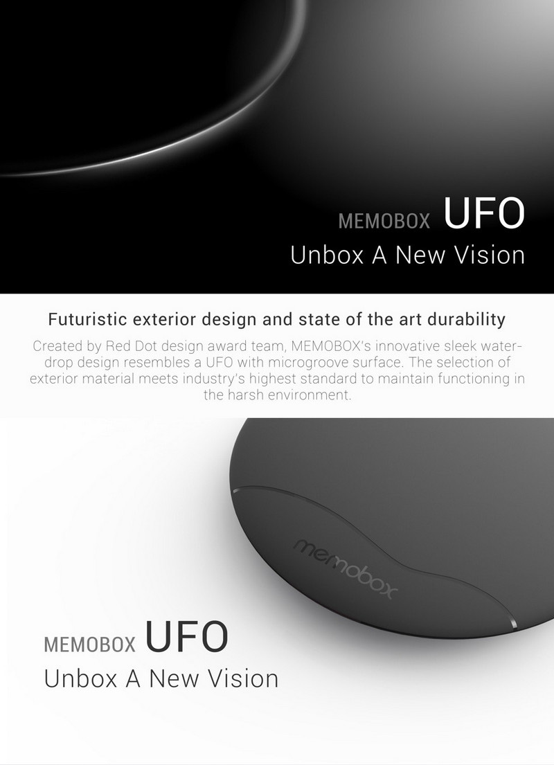 MEMOHi UFO MEMOHI BOX MEMOHI OS Amlogic S905X KODI H.265 VP9 HDR10 4K UHD Media Player 2GB/8GB 802.11b/g/n LAN Nexflix