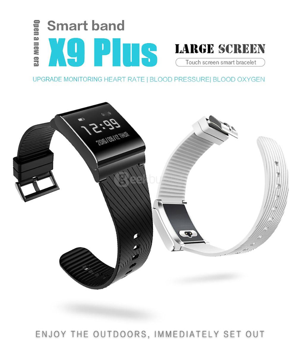 X9 PLUS Smart Bracelet Silicone Strap Heart Rate Monitor Smart Bluetooth Bracelet Activity Tracker Blood Pressure Monitor - Black