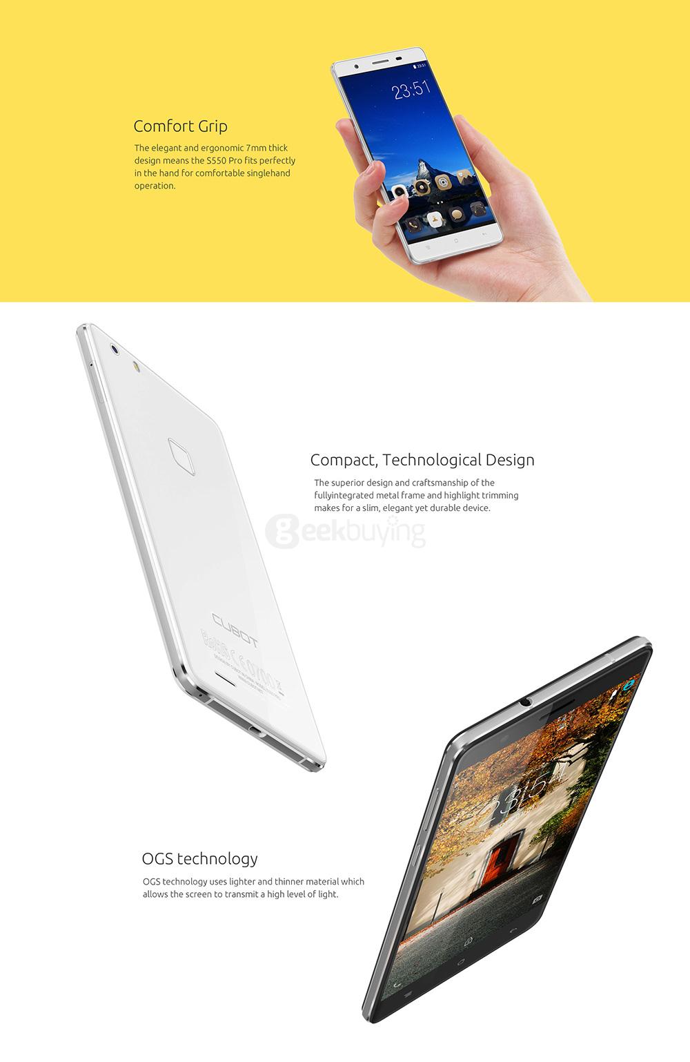[HK Stock] CUBOT S550 PRO 5.5 Inch FHD Screen 3GB 16GB 8.0MP+13.0MP MT6735 Quad-Core Android 5.1 4G LTE Smartphone Touch ID - Black