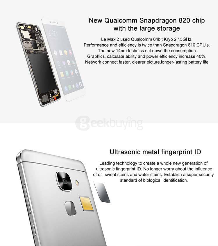[HK Stock][Official Global Version]LeTV LeEco Le Max 2 X829 5.7 Inch 2K Screen Smartphone Android 6.0 OS Qualcomm Snapdragon 820 Quad-core 2.15GHz 64-Bit 4GB RAM 64GB ROM 4G LTE Touch ID OTG - Gray