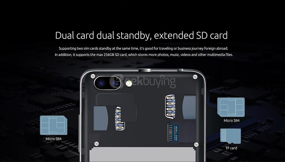 [HK Stock]CUBOT RAINBOW2 5.0 Inch HD Screen MT6580A Quad Core 1.3GHz 1GB RAM 16GB ROM Android 7.0 Smartphone 2.5D Curved Display Rear Dual Cameras -  White