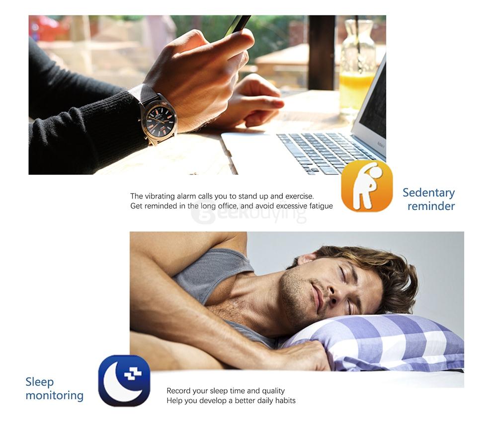 No.1 S9  NFC Smart Watch with Leather Strap MTK2502C Bluetooth4.0 Heart Rate Monitor Pedometer Sedentary Reminder 380mAh Battery - Brown