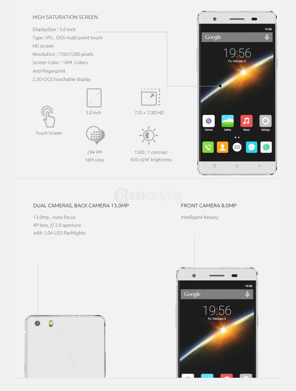 [HK Stock]CUBOT X16S 5.0 Inch HD Screen 3GB RAM 16GB ROM 8.0MP+13.0MP Cam MT6735A Quad-Core 4G LTE Android 6.0 Smartphone Anti-fingerprint - Black