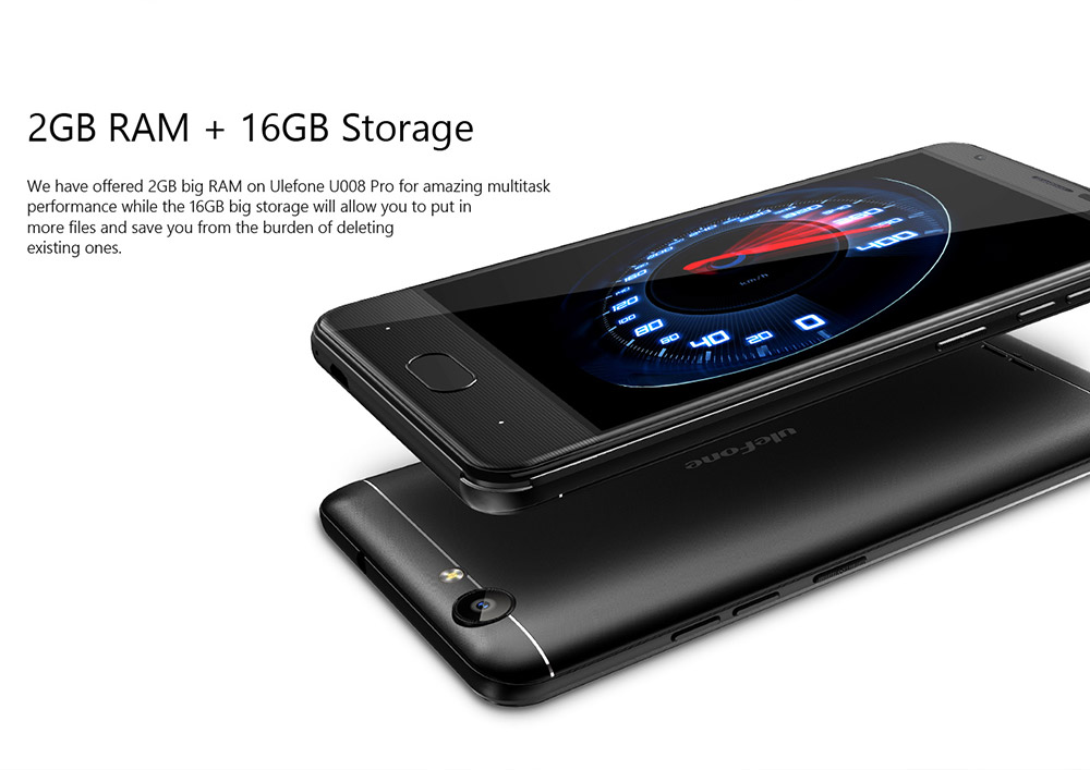 [HK Stock] Ulefone U008 Pro 5.0 Inch HD Screen Android 6.0 4G LTE Smartphone MT6737 64-Bit Quad-core 1.3GHz 2GB RAM 16GB ROM 13.0MP Touch Sensor - Gray