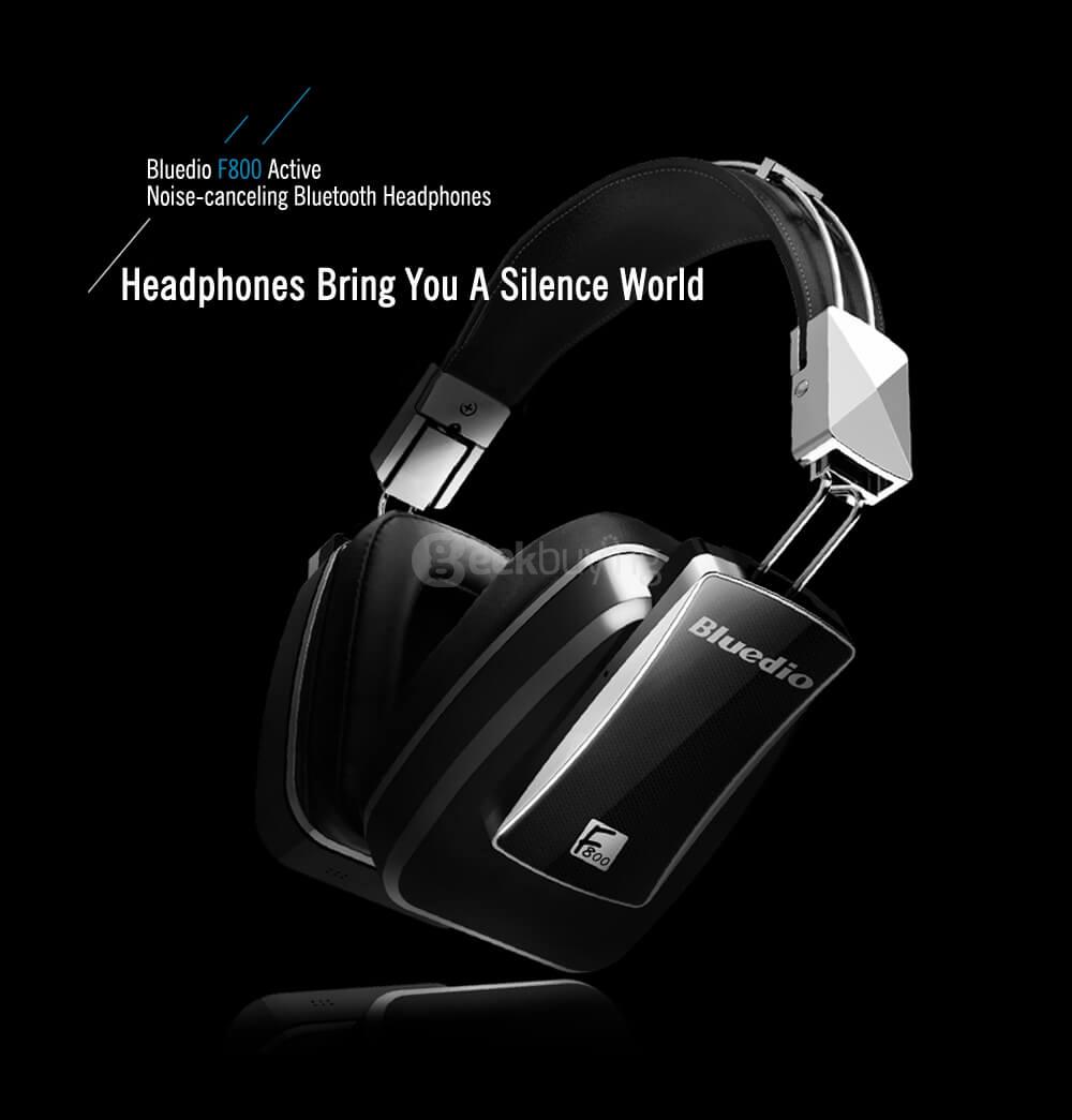Bluedio F800 Active Noise Cancelling Foldable Over-ear Wireless Bluetooth Headphones with Mic - Black