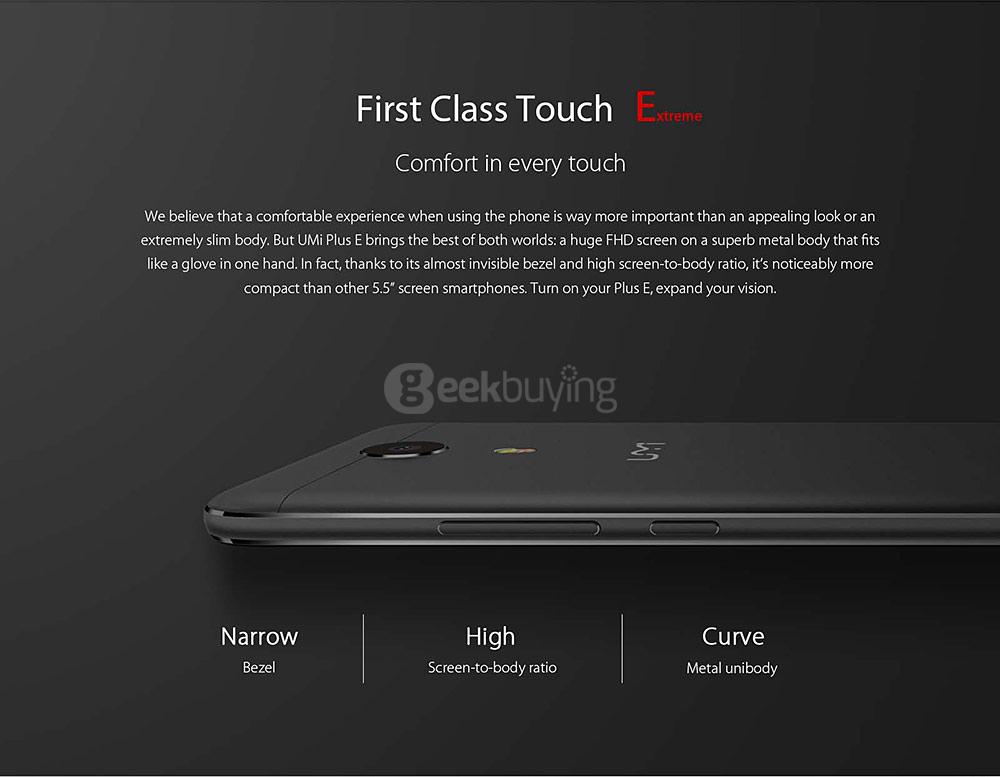 [HK Stock]UMI PLUS E 5.5 Inch FHD 6GB RAM 64GB ROM 64-Bit Helio P20 MT6757 2.3GHz 13.0MP Cam Android 6.0 Smartphone Touch ID -Black