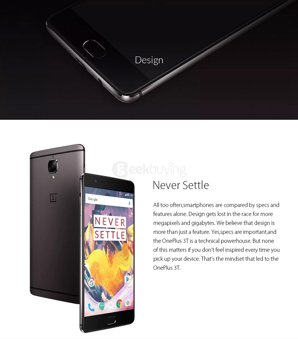 [EU Version]ONEPLUS 3T(A3003)5.5inch AMOLED FHD Oxygen OS Smartphone Qualcomm Snapdragon 821 2.35GHz Quad Core 6GB 64GB 16.0MP+16.0MP Dash Charge Touch ID NFC Type-C - Soft Gol