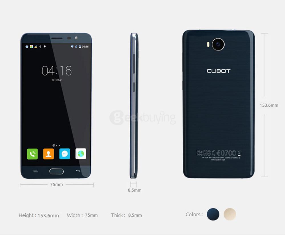 [HK Stock] CUBOT CHEETAH 2 5.5 Inch FHD Screen 3GB Ram 32GB Rom 8.0MP+13.0MP  MT6753 Octa Core Android 6.0 4G LTE Smartphone Touch ID  - Gold
