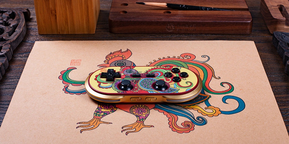 8BITDO FC30 PRO Wireless Bluetooth Controller Gamepad for iOS Android Windows Mac - Golden + Red