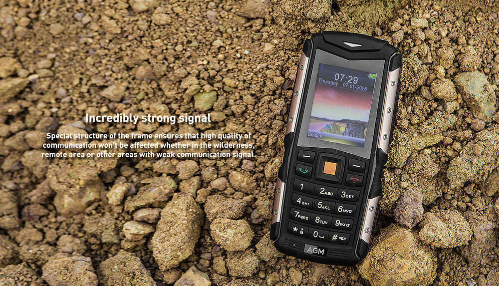 [HKStock] AGM M1 2.0 Inch Rugged Phone IP68 Waterproof Shockproof Dustproof 2570mAh Long Standby Speaker Flash LED Light GPS - Black