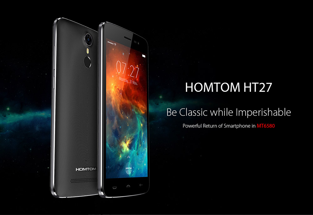 [HK Stock] HOMTOM HT27 5.5 Inch HD Screen Smartphone Android 6.0 MT6580 Quad Core 1.3GHz 1GB RAM 8GB ROM 8.0MP Camera Touch ID 3000mAh Battery Fingerprint - White