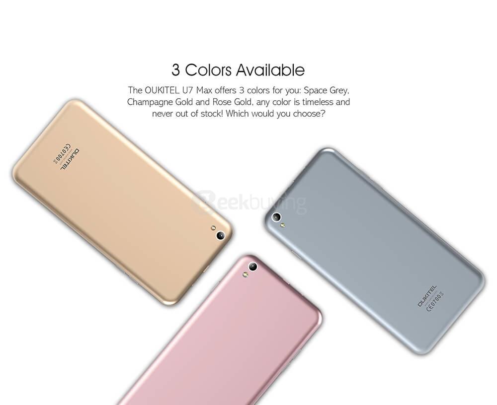[HK Stock]Oukitel U7 MAX 5.5 Inch Smartphone Android 6.0 MT6580A Quad Core 1.3GHz 1GB RAM 8GB ROM 8.0MP Camera - Gold