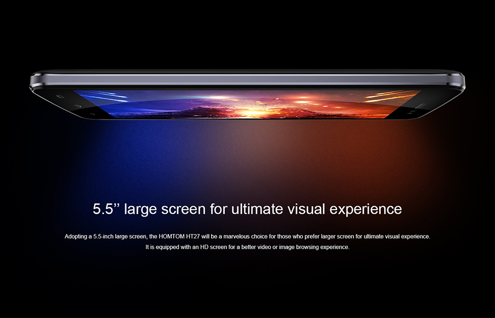 [HK Stock] HOMTOM HT27 5.5 Inch HD Screen Smartphone Android 6.0 MT6580 Quad Core 1.3GHz 1GB RAM 8GB ROM 8.0MP Camera Touch ID 3000mAh Battery Fingerprint - Black
