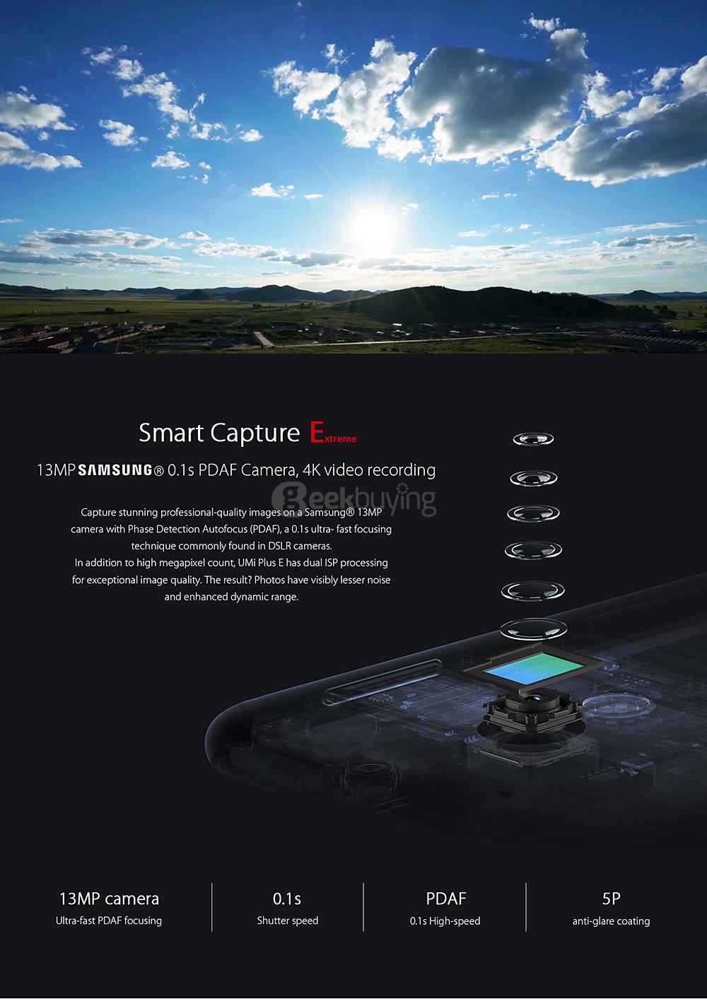 [HK Stock]UMI PLUS E 5.5 Inch FHD 6GB RAM 64GB ROM 64-Bit Helio P20 MT6757 2.3GHz 13.0MP Cam Android 6.0 Smartphone Touch ID -Black