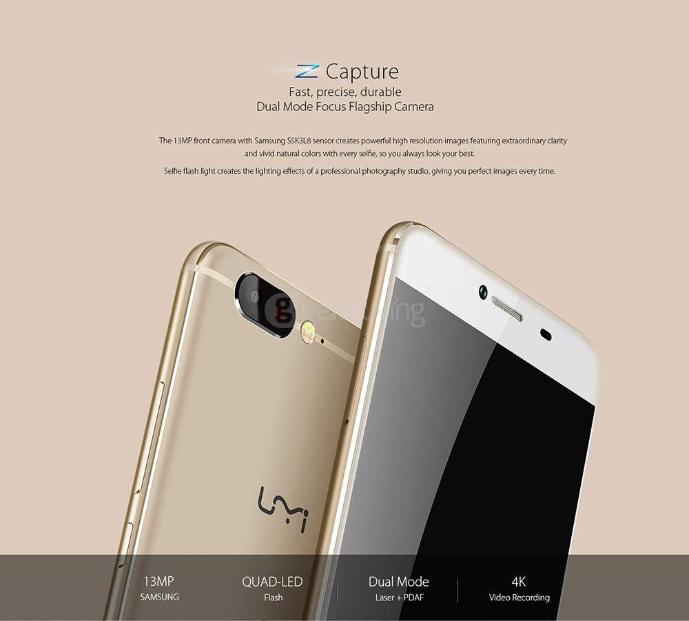 [HK Stock]UMI Z 5.5 Inch FHD 4GB RAM 32GB ROM Helio X27 Deca core 2.6GHz 13.0MP Android 6.0 Smartphone Touch ID Type-C USB Quik Charge - Gold