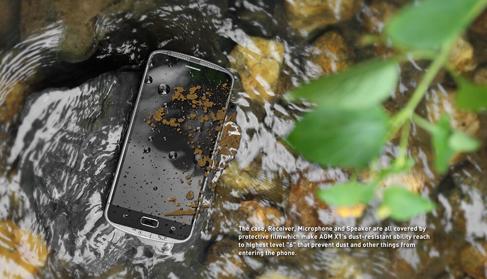 [HK Stock] AGM X1 5.5 Inch Rugged Phone IP68 Waterproof Android 5.1 Qualcomm MSM8952 Octa Core 4G LTE 4GB 64GB 13.0MP Dual Rear Cameras 5400mAh Battery Touch ID NFC - Black