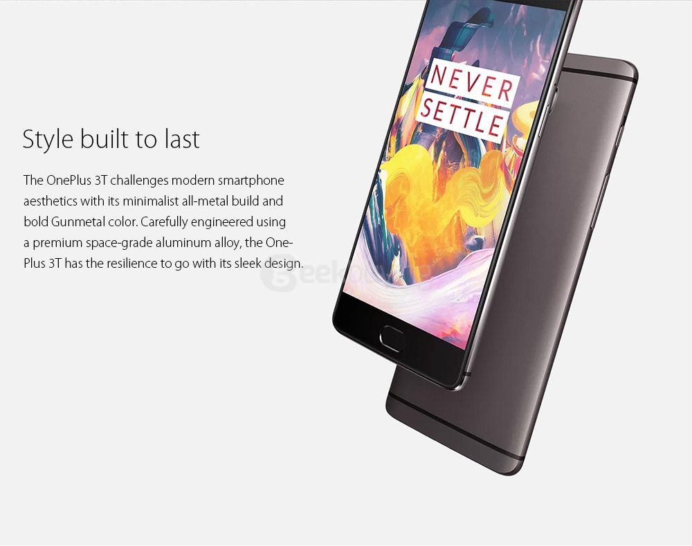 [HK Stock][EU Version]ONEPLUS 3T(A3003) 5.5inch AMOLED FHD Oxygen OS Smartphone Qualcomm Snapdragon 821 2.35GHz Quad Core 6GB 64GB 16.0MP+16.0MP Dash Charge Touch ID NFC Type-C - Gunmetal