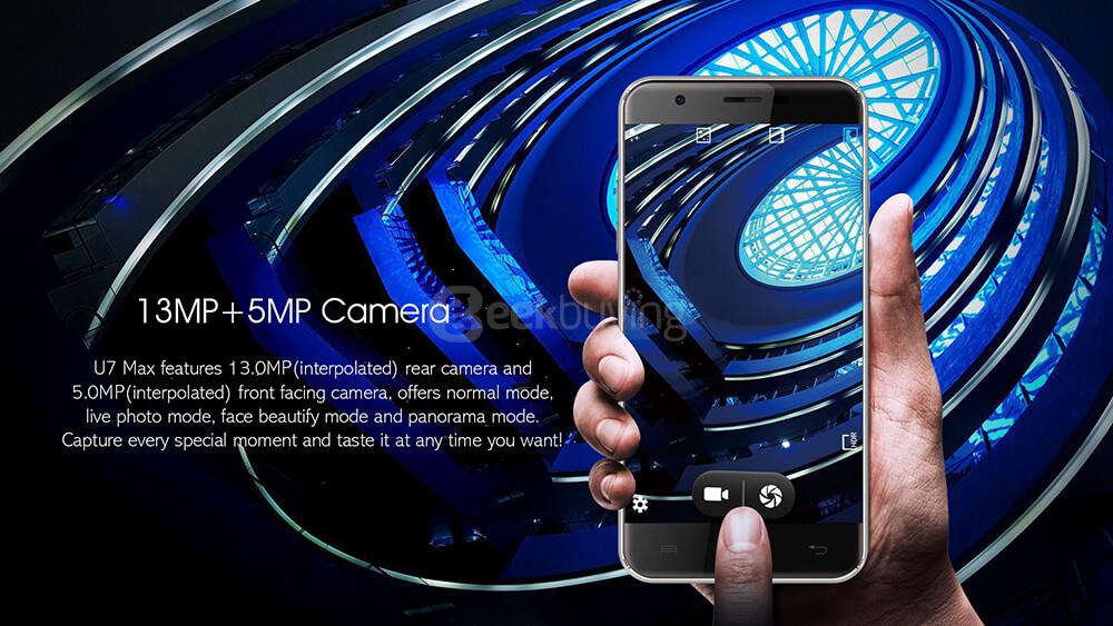 [HK Stock]Oukitel U7 MAX 5.5 Inch Smartphone Android 6.0 MT6580A Quad Core 1.3GHz 1GB RAM 8GB ROM 8.0MP Camera - Gold