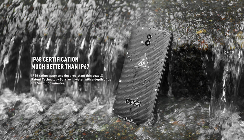 [HK Stock] AGM X1 5.5 Inch Rugged Phone IP68 Waterproof Android 5.1 Qualcomm MSM8952 Octa Core 4G LTE 4GB 64GB 13.0MP Dual Rear Cameras 5400mAh Battery Touch ID NFC - Black