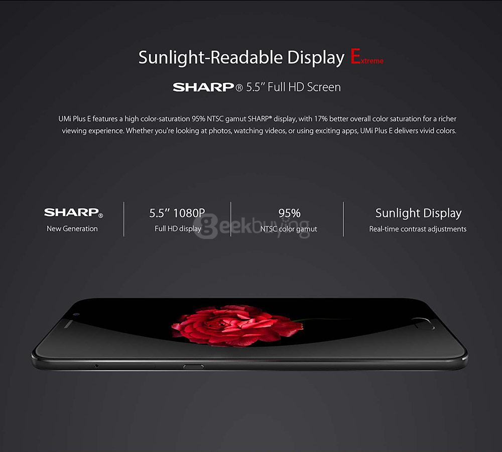[HK Stock]UMI PLUS E 5.5 Inch FHD 6GB RAM 64GB ROM 64-Bit Helio P20 MT6757 2.3GHz 13.0MP Cam Android 6.0 Smartphone Touch ID -Black
