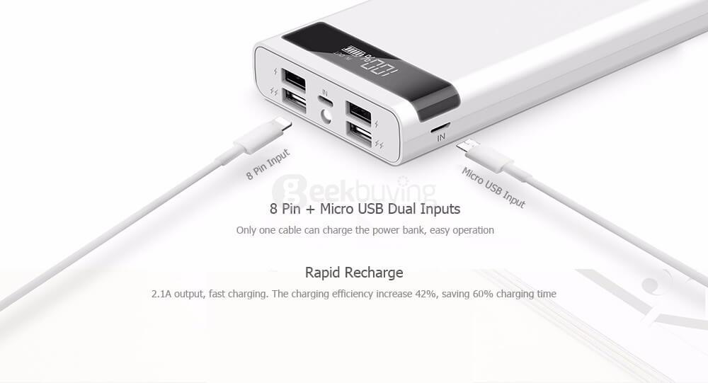 Teclast T200CE 20000mAh 4 Output 8 Pin Digital Display Micro USB Power Bank