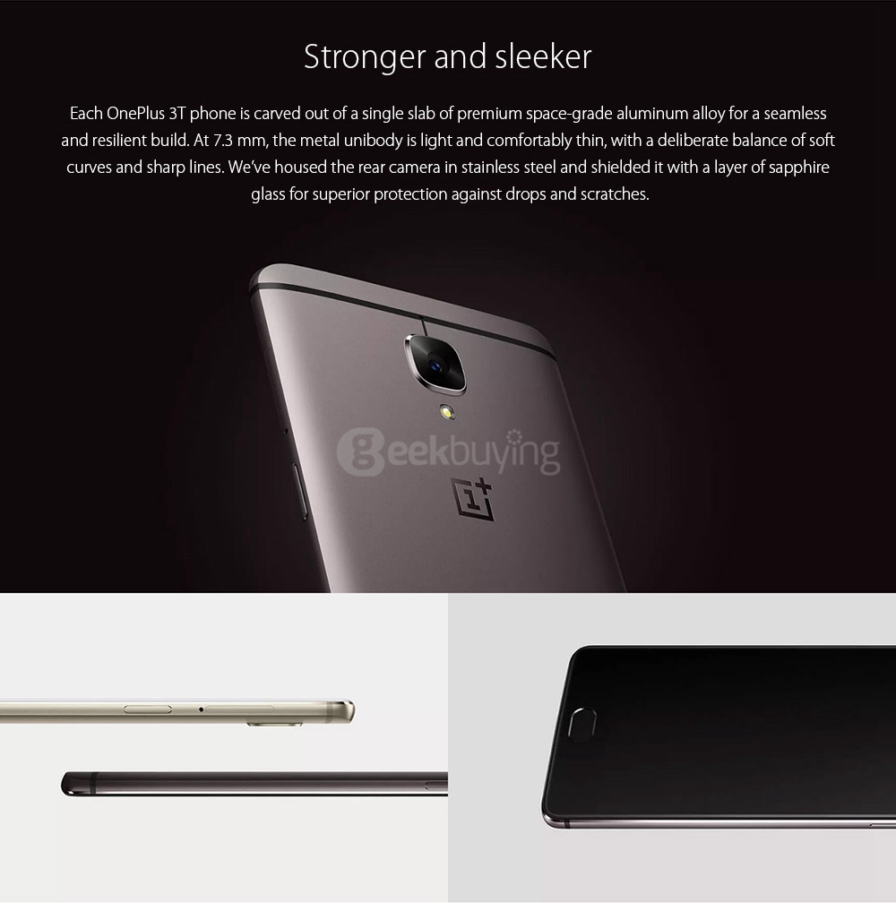 [EU Version]ONEPLUS 3T(A3003)5.5inch AMOLED FHD Oxygen OS Smartphone Qualcomm Snapdragon 821 2.35GHz Quad Core 6GB 64GB 16.0MP+16.0MP Dash Charge Touch ID NFC Type-C - Soft Gol