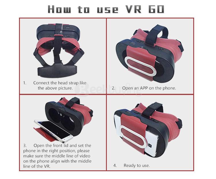 Ritech VR GO FOV96 Immersive 3D VR Virtual Reality Headset with PMMA Lens for 4.0 - 6.0 inch Smartphones