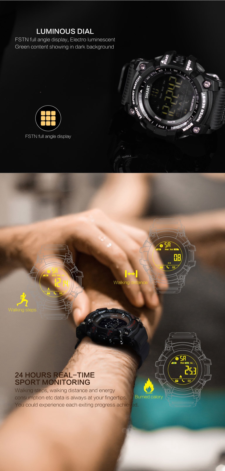 AIWATCH Xwatch 5ATM Waterproof Smart Watch Bluetooth4.0 Call SMS Reminder Compatible with iOS/Android - Red