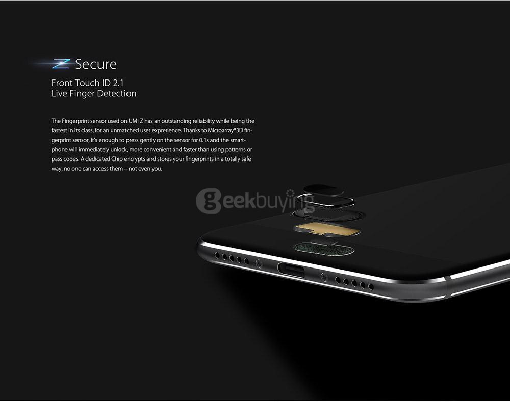 [HK Stock]UMI Z 5.5 Inch FHD 4GB RAM 32GB ROM Helio X27 Deca core 2.6GHz 13.0MP Android 6.0 Smartphone Touch ID Type-C USB Quik Charge - Gold