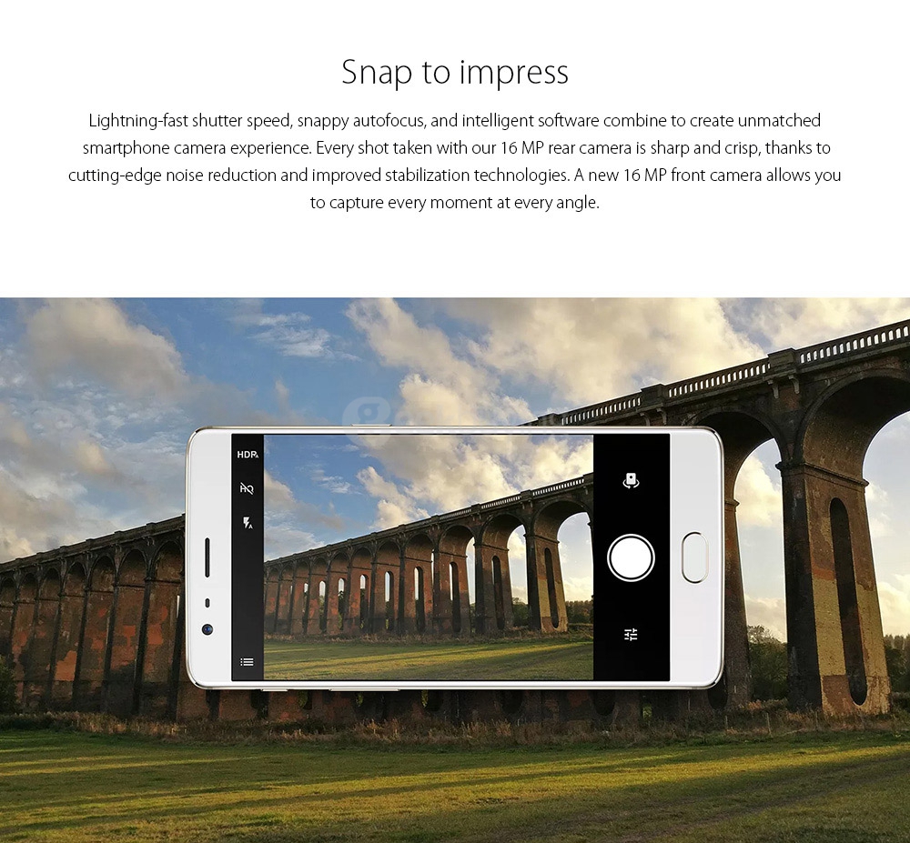 [EU Version]ONEPLUS 3T(A3003)5.5inch AMOLED FHD Oxygen OS Smartphone Qualcomm Snapdragon 821 2.35GHz Quad Core 6GB 64GB 16.0MP+16.0MP Dash Charge Touch ID NFC Type-C - Soft Gol