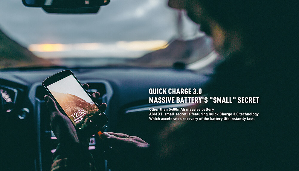 [HK Stock] AGM X1 5.5 Inch Rugged Phone IP68 Waterproof Android 5.1 Qualcomm MSM8952 Octa Core 4G LTE 4GB 64GB 13.0MP Dual Rear Cameras 5400mAh Battery Touch ID NFC - Black