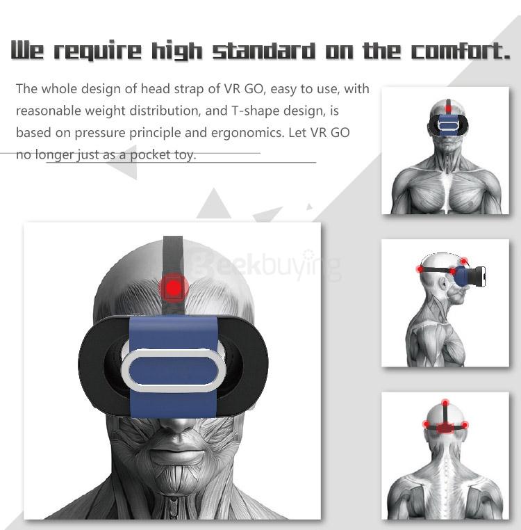 Ritech VR GO FOV96 Immersive 3D VR Virtual Reality Headset with PMMA Lens for 4.0 - 6.0 inch Smartphones