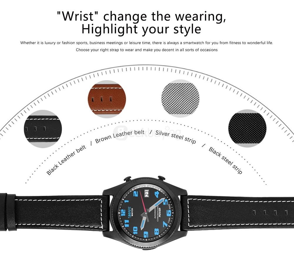 No.1 S9  NFC Smart Watch with Leather Strap MTK2502C Bluetooth4.0 Heart Rate Monitor Pedometer Sedentary Reminder 380mAh Battery - Brown