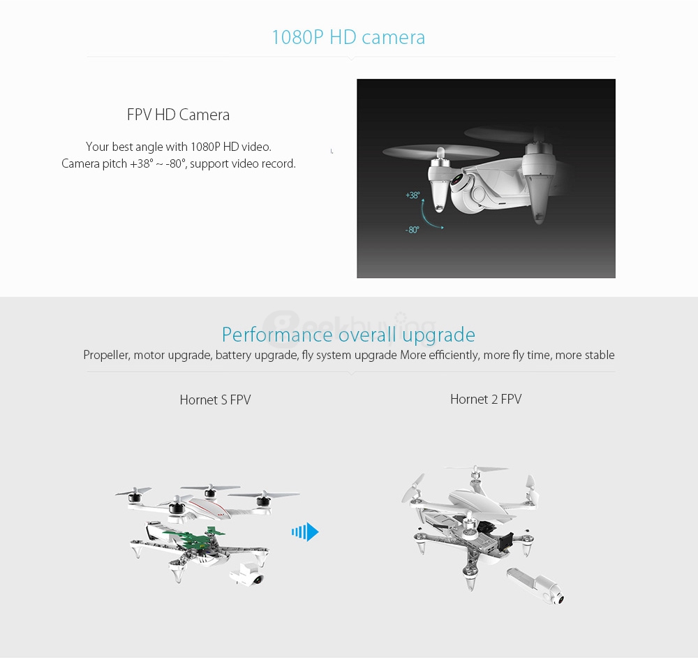 JYU Hornet 2 Racing 5.8G FPV With 1080P 30FPS HD Camera Follow Me Mode RC Quadcopter RTF - FPV Version