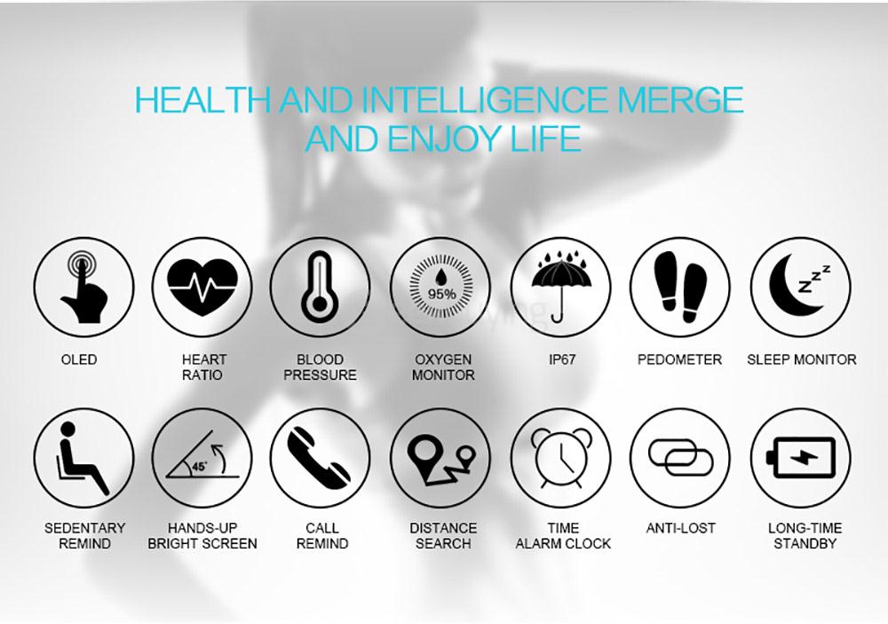 X9 PLUS Smart Bracelet Silicone Strap Heart Rate Monitor Smart Bluetooth Bracelet Activity Tracker Blood Pressure Monitor - Black