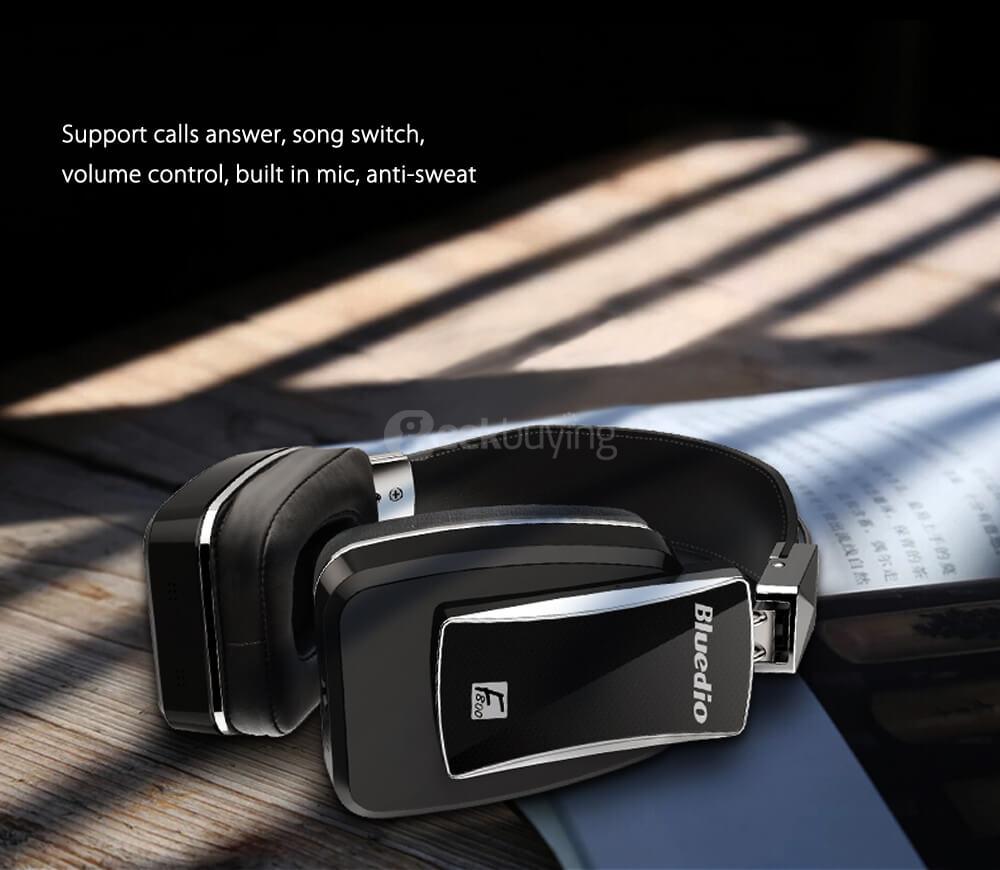 Bluedio F800 Active Noise Cancelling Foldable Over-ear Wireless Bluetooth Headphones with Mic - Black