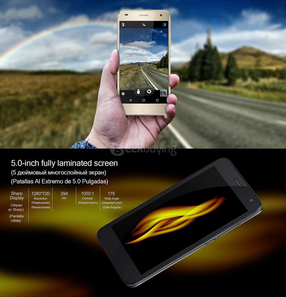 Uhans H5000 5.0Inch HD Screen MT6737 Quad core 3GB RAM 32GB ROM Android 6.0 8.0MP 4G LTE Smartphone 4500mAh Fast Charge -Black
