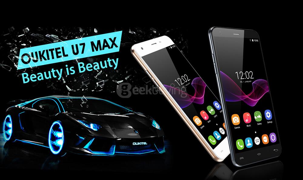 [HK Stock]Oukitel U7 MAX 5.5 Inch Smartphone Android 6.0 MT6580A Quad Core 1.3GHz 1GB RAM 8GB ROM 8.0MP Camera - Gold