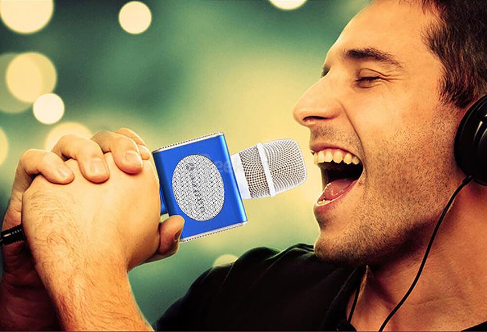 AZPEN AK47 Wireless Bluetooth 4.1 Speaker Microphone.Mini Karaoke Player Personal KTV for Android and IOS Phone - Blue