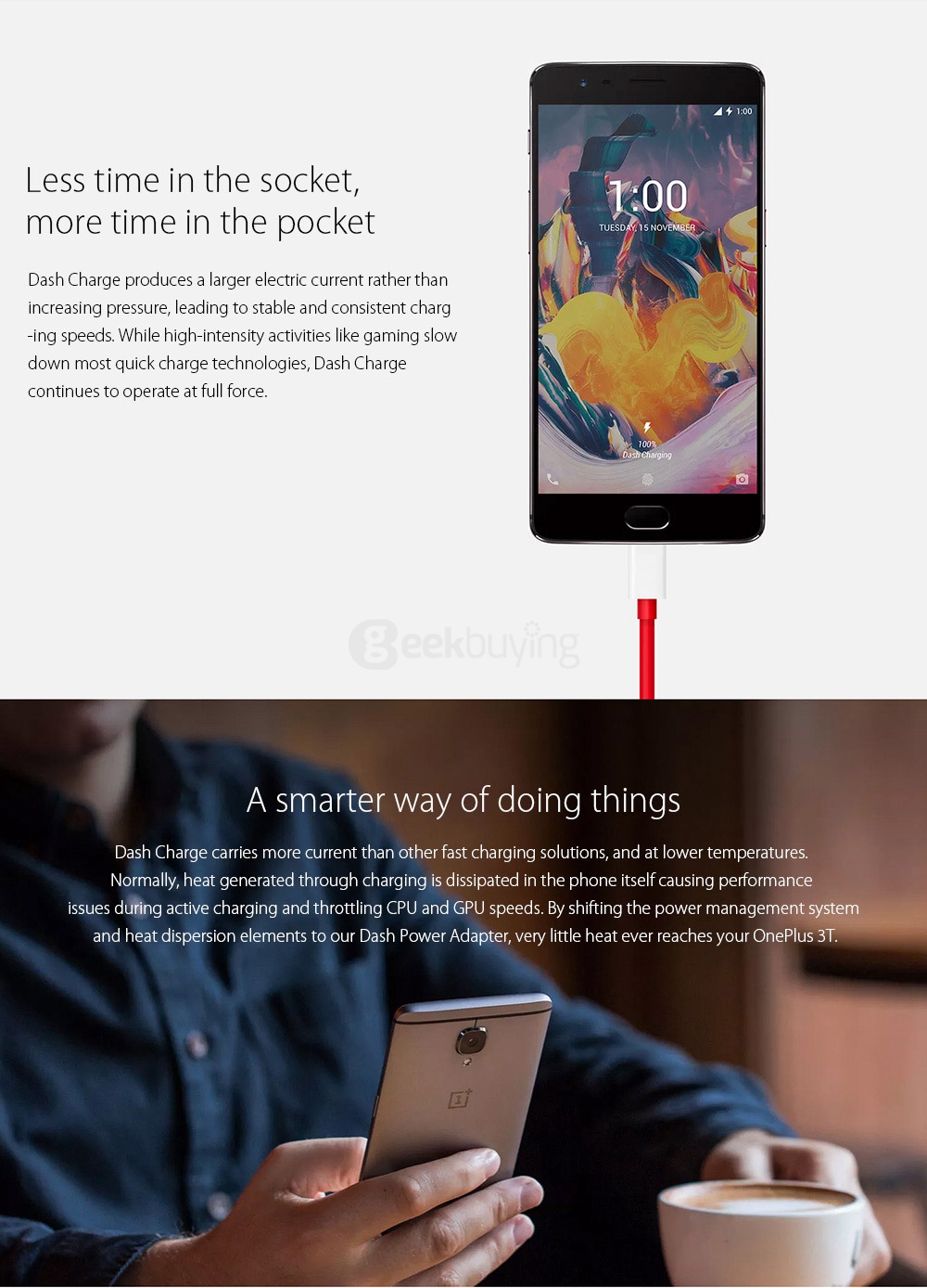 [EU Version]ONEPLUS 3T(A3003)5.5inch AMOLED FHD Oxygen OS Smartphone Qualcomm Snapdragon 821 2.35GHz Quad Core 6GB 64GB 16.0MP+16.0MP Dash Charge Touch ID NFC Type-C - Soft Gol
