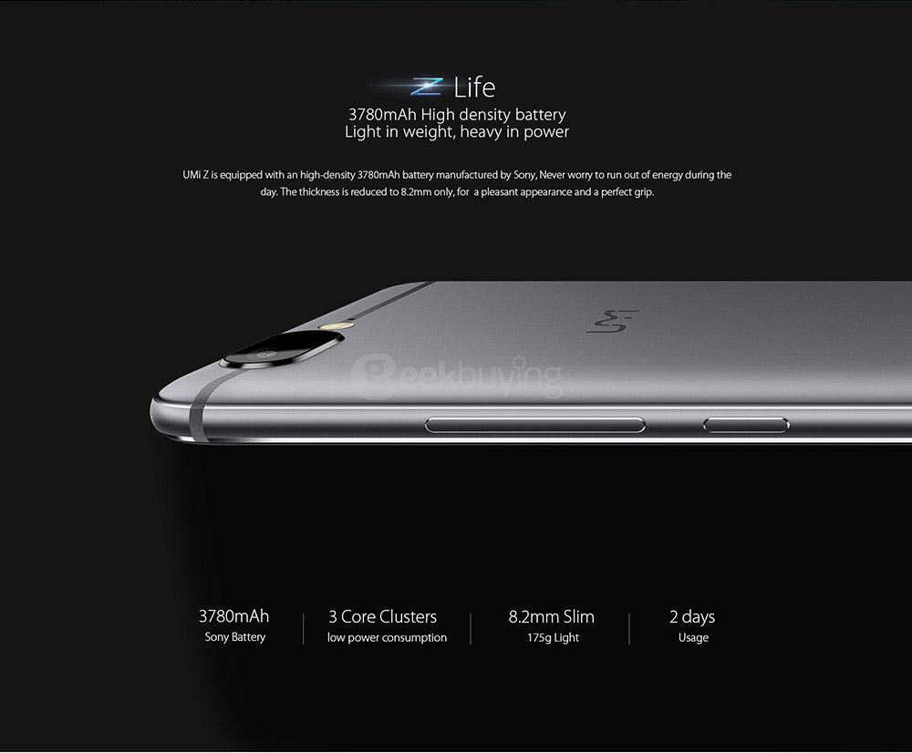 [HK Stock]UMI Z 5.5 Inch FHD 4GB RAM 32GB ROM Helio X27 Deca core 2.6GHz 13.0MP Android 6.0 Smartphone Touch ID Type-C USB Quik Charge - Gold