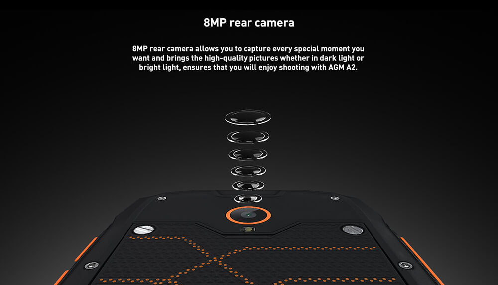 [HK Stock] AGM A2 4.0 Inch Rugged Phone IP68 Waterproof Android 5.1 Qualcomm MSM8909 Quad Core 4G LTE 2GB 16GB 8.0MP Camera Speaker LED Light GPS - Black