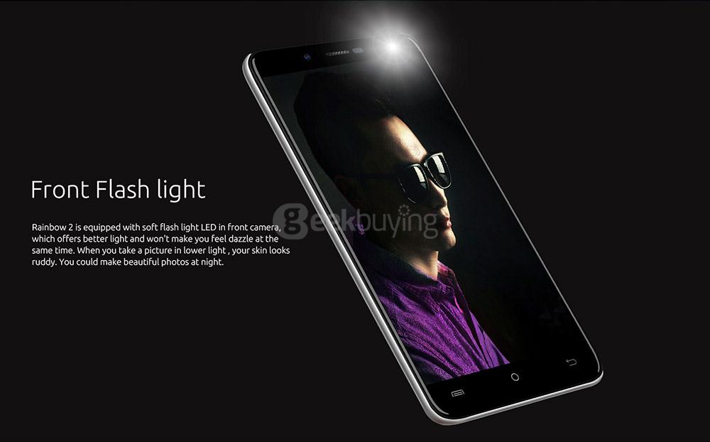 [HK Stock]CUBOT RAINBOW2 5.0 Inch HD Screen MT6580A Quad Core 1.3GHz 1GB RAM 16GB ROM Android 7.0 Smartphone 2.5D Curved Display Rear Dual Cameras - Black