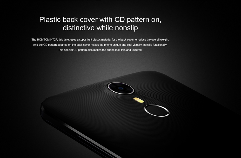 [HK Stock] HOMTOM HT27 5.5 Inch HD Screen Smartphone Android 6.0 MT6580 Quad Core 1.3GHz 1GB RAM 8GB ROM 8.0MP Camera Touch ID 3000mAh Battery Fingerprint - Black