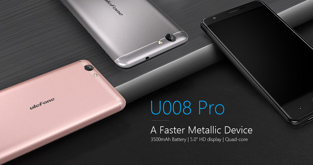 [HK Stock] Ulefone U008 Pro 5.0 Inch HD Screen Android 6.0 4G LTE Smartphone MT6737 64-Bit Quad-core 1.3GHz 2GB RAM 16GB ROM 13.0MP Touch Sensor - Gray