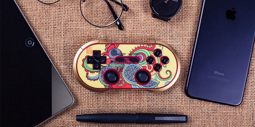 8BITDO FC30 PRO Wireless Bluetooth Controller Gamepad for iOS Android Windows Mac - Golden + Red