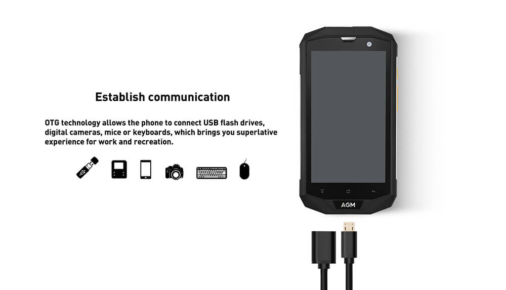 [HK Stock]  AGM A8 5.0 Inch Rugged Phone IP68 Waterproof  Android 7.0 Qualcomm MSM8916 Quad Core 4G LTE 3GB 32GB 13.0MP Camera 4050mAh Battery Speaker LED Light GPS  - Black
