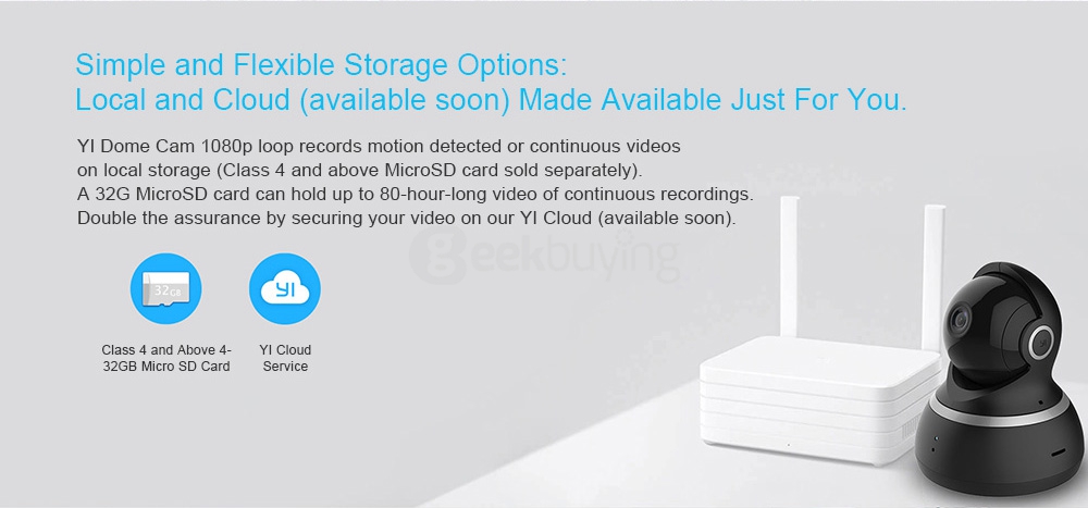 [HK Stock] Original Xiaoyi YI 1080p Dome Camera Home Security System WiFi IP Camera 360 Degree Rotation Night Vision Motion Detection Two-way - White(EU Plug)